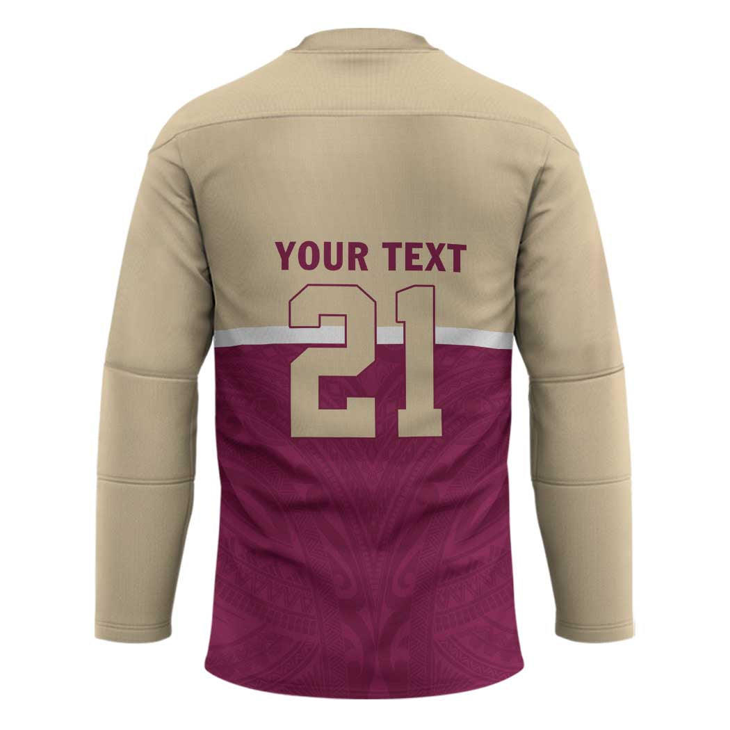 Queensland Samoa Custom Hockey Jersey Maroon Pacific Polynesian Tribal Pattern LT9 - Polynesian Pride