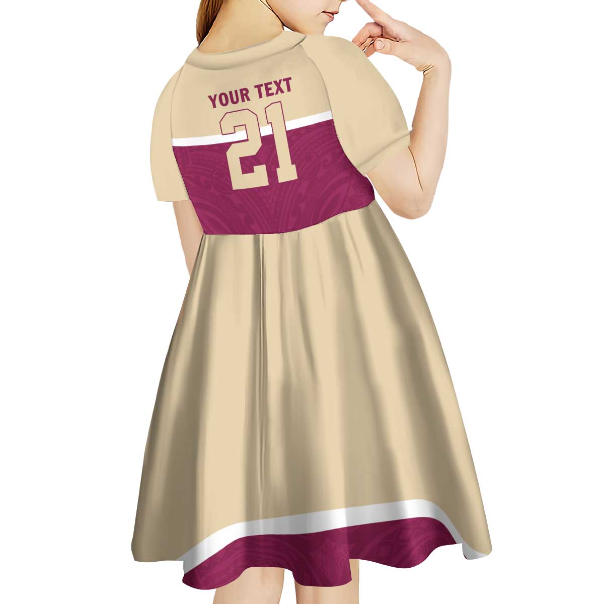Queensland Samoa Custom Kid Short Sleeve Dress Maroon Pacific Polynesian Tribal Pattern LT9 - Polynesian Pride