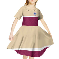 Queensland Samoa Custom Kid Short Sleeve Dress Maroon Pacific Polynesian Tribal Pattern LT9 - Polynesian Pride