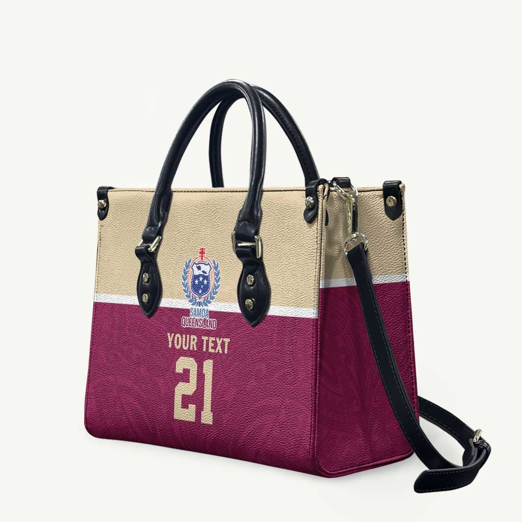 Queensland Samoa Custom Leather Bag Maroon Pacific Polynesian Tribal Pattern LT9 Maroon - Polynesian Pride