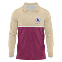 Queensland Samoa Custom Long Sleeve Polo Shirt Maroon Pacific Polynesian Tribal Pattern LT9 Maroon - Polynesian Pride