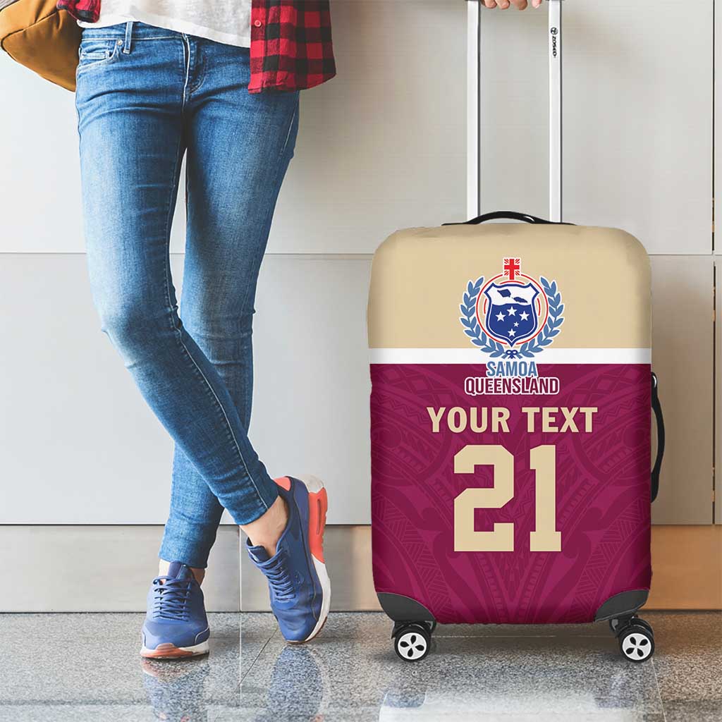 Queensland Samoa Custom Luggage Cover Maroon Pacific Polynesian Tribal Pattern LT9 - Polynesian Pride
