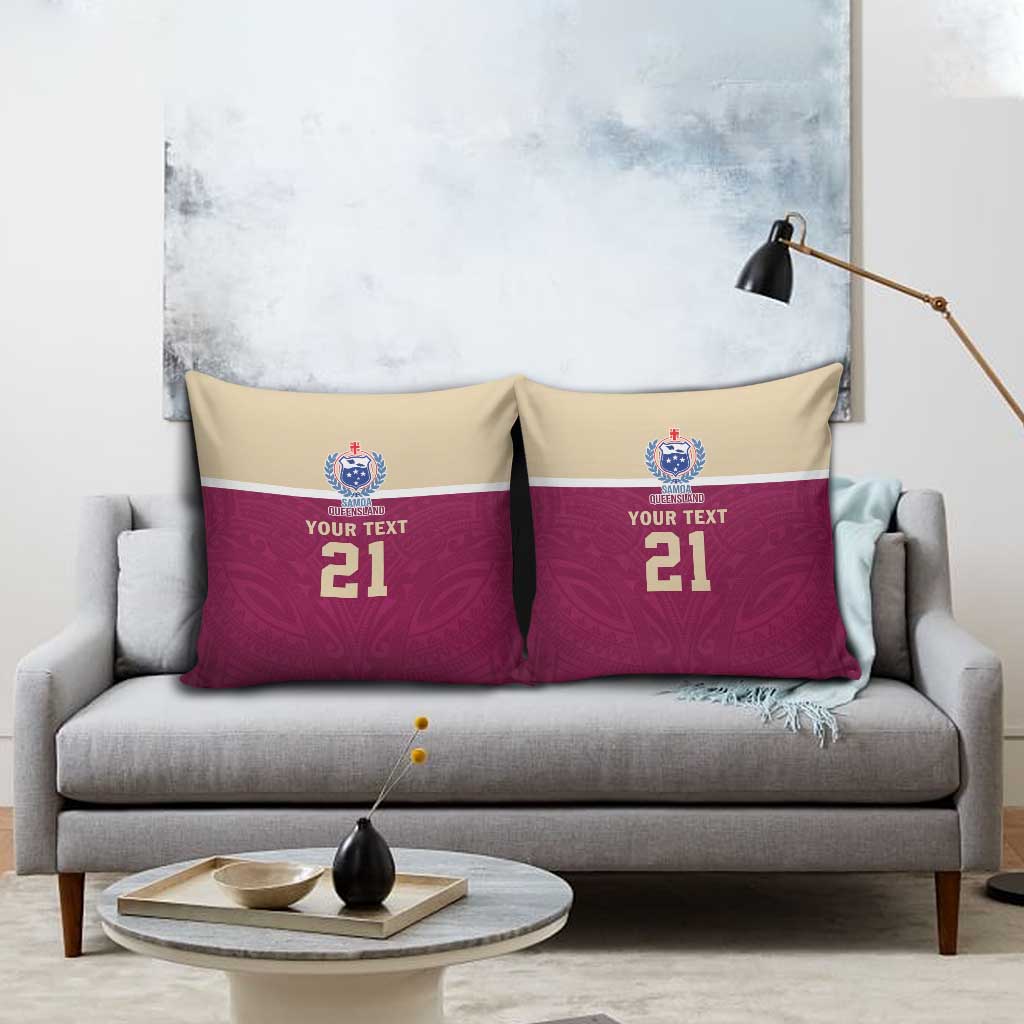 Queensland Samoa Custom Pillow Cover Maroon Pacific Polynesian Tribal Pattern LT9 - Polynesian Pride