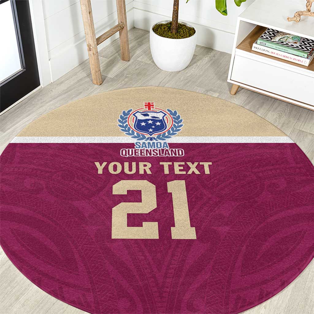 Queensland Samoa Custom Round Carpet Maroon Pacific Polynesian Tribal Pattern LT9 Maroon - Polynesian Pride