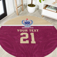 Queensland Samoa Custom Round Carpet Maroon Pacific Polynesian Tribal Pattern LT9 Maroon - Polynesian Pride