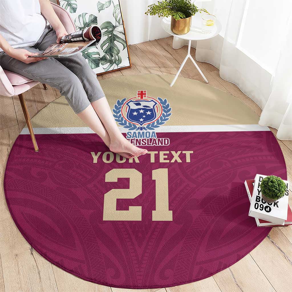 Queensland Samoa Custom Round Carpet Maroon Pacific Polynesian Tribal Pattern LT9 - Polynesian Pride