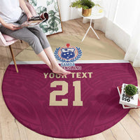 Queensland Samoa Custom Round Carpet Maroon Pacific Polynesian Tribal Pattern LT9 - Polynesian Pride