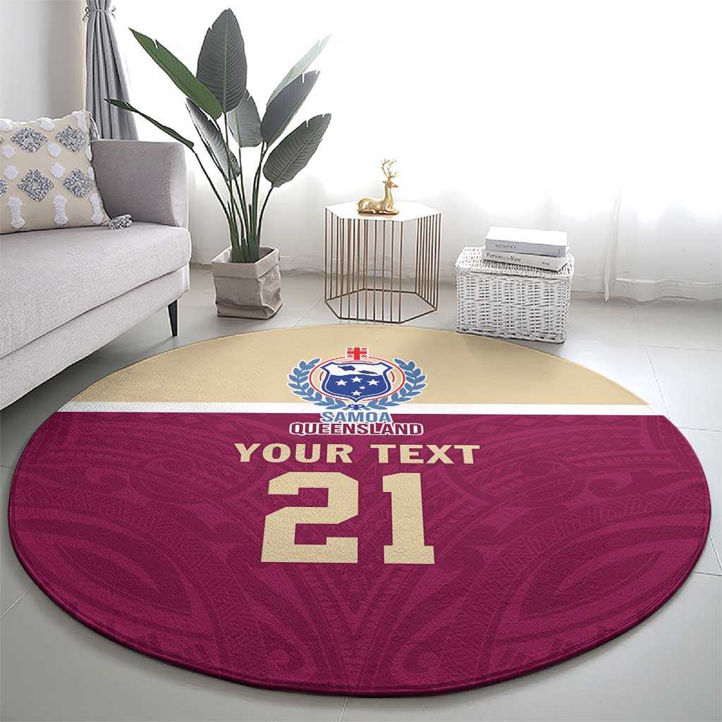 Queensland Samoa Custom Round Carpet Maroon Pacific Polynesian Tribal Pattern LT9 - Polynesian Pride