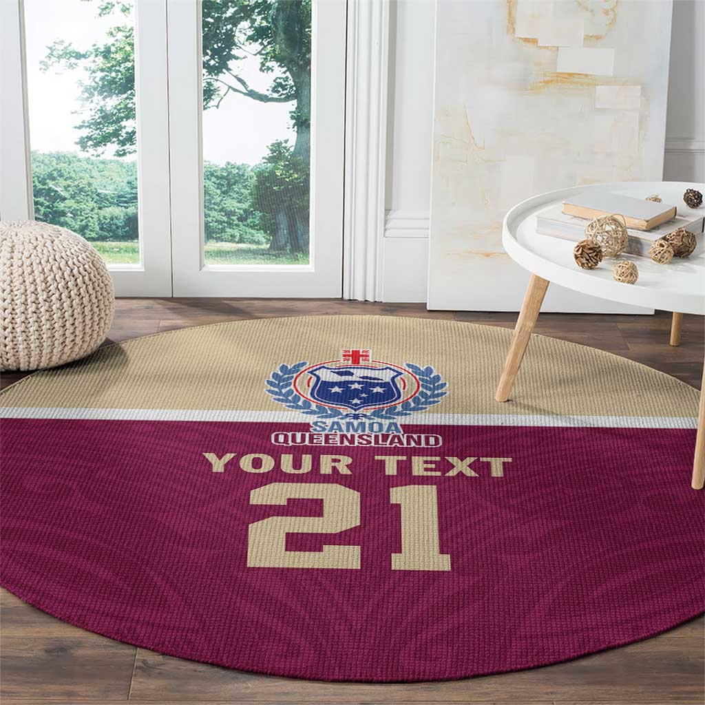 Queensland Samoa Custom Round Carpet Maroon Pacific Polynesian Tribal Pattern LT9 - Polynesian Pride
