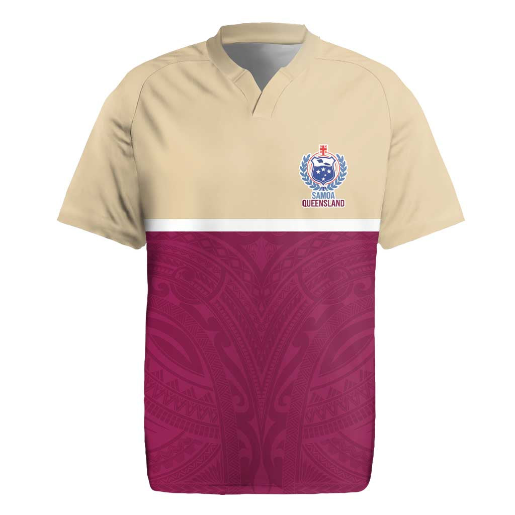Queensland Samoa Custom Rugby Jersey Maroon Pacific Polynesian Tribal Pattern LT9 Maroon - Polynesian Pride