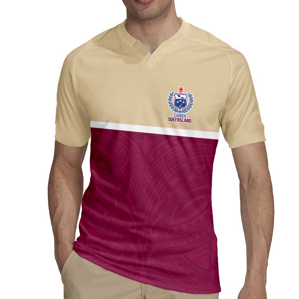 Queensland Samoa Custom Rugby Jersey Maroon Pacific Polynesian Tribal Pattern LT9 - Polynesian Pride
