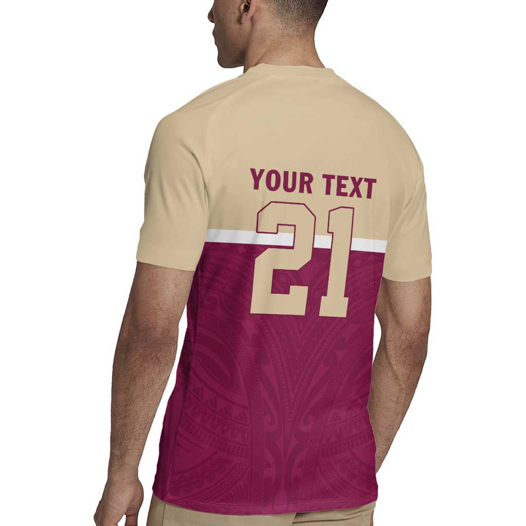 Queensland Samoa Custom Rugby Jersey Maroon Pacific Polynesian Tribal Pattern LT9 - Polynesian Pride
