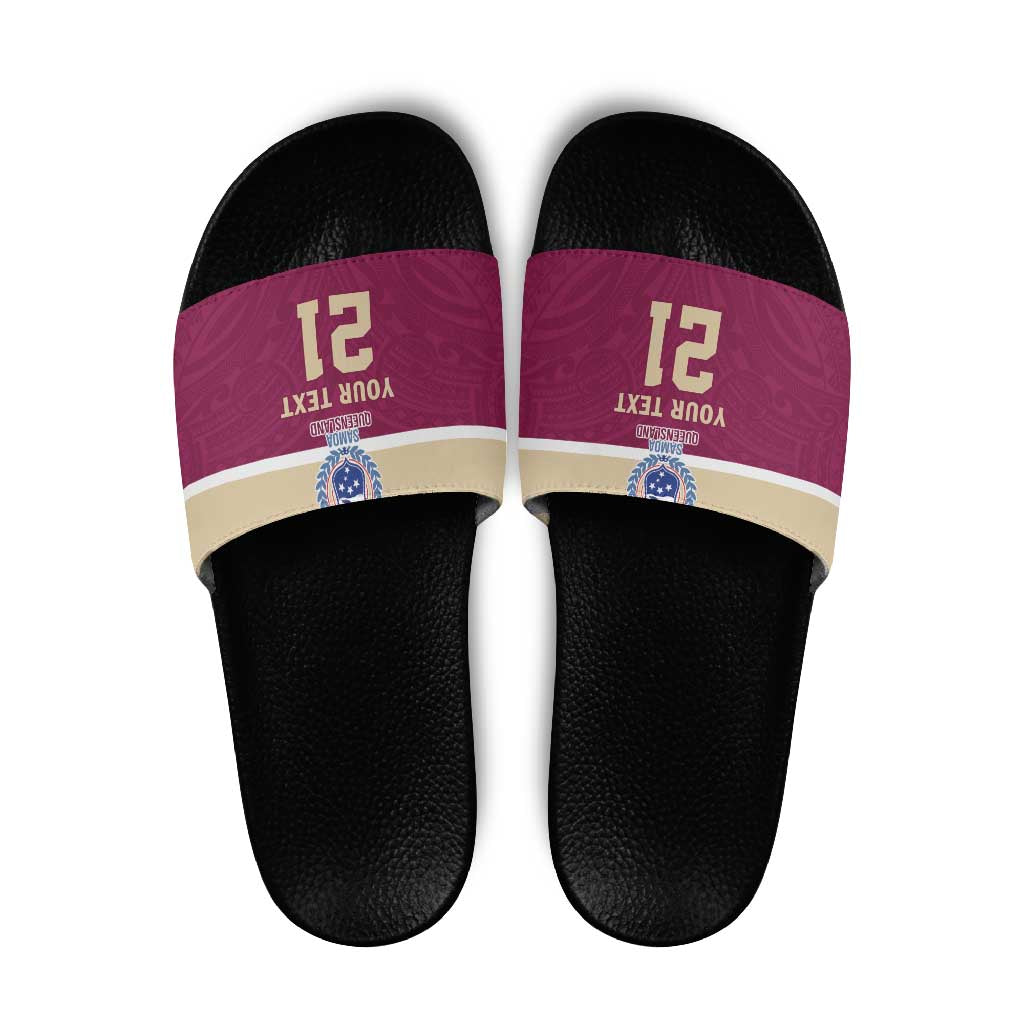 Queensland Samoa Custom Slide Sandals Maroon Pacific Polynesian Tribal Pattern LT9 Maroon - Polynesian Pride