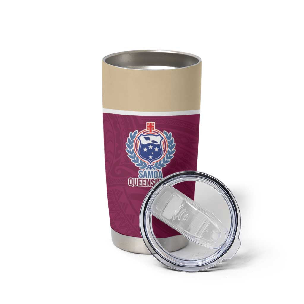 Queensland Samoa Custom Tumbler Cup Maroon Pacific Polynesian Tribal Pattern LT9 - Polynesian Pride