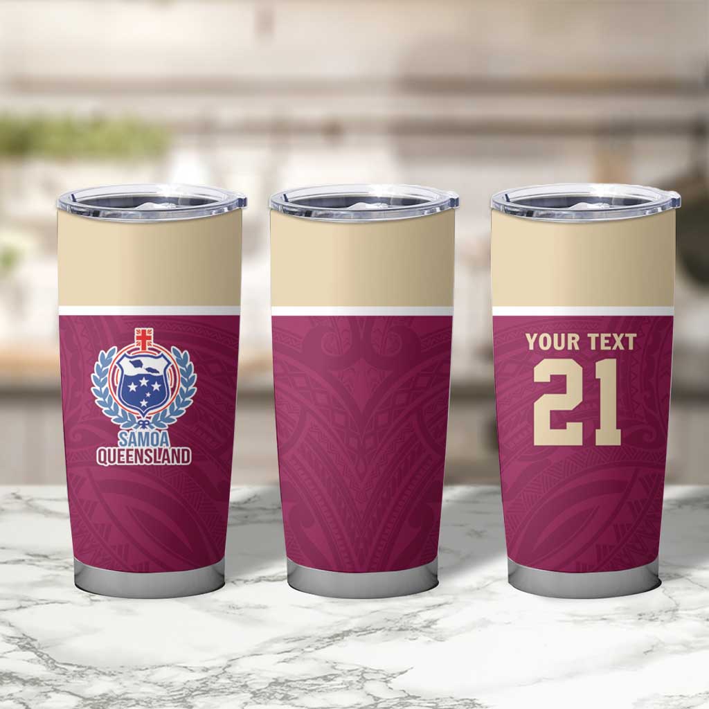 Queensland Samoa Custom Tumbler Cup Maroon Pacific Polynesian Tribal Pattern LT9 - Polynesian Pride