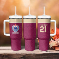 Queensland Samoa Custom Tumbler With Handle Maroon Pacific Polynesian Tribal Pattern LT9 - Polynesian Pride