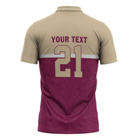 Queensland Samoa Custom Zipper Polo Shirt Maroon Pacific Polynesian Tribal Pattern LT9 - Polynesian Pride