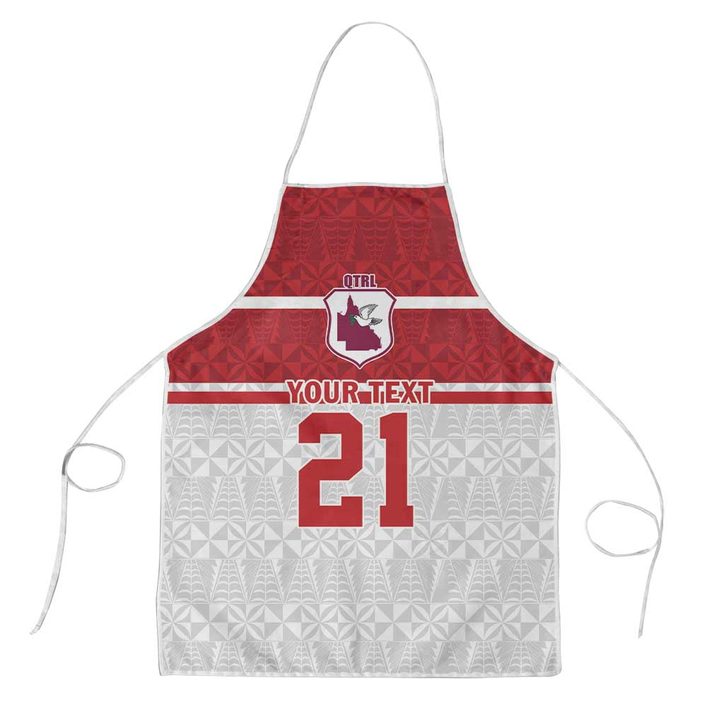 Queensland Tonga Custom Apron QLD with Tongan Ngatu Pattern LT9 Red - Polynesian Pride