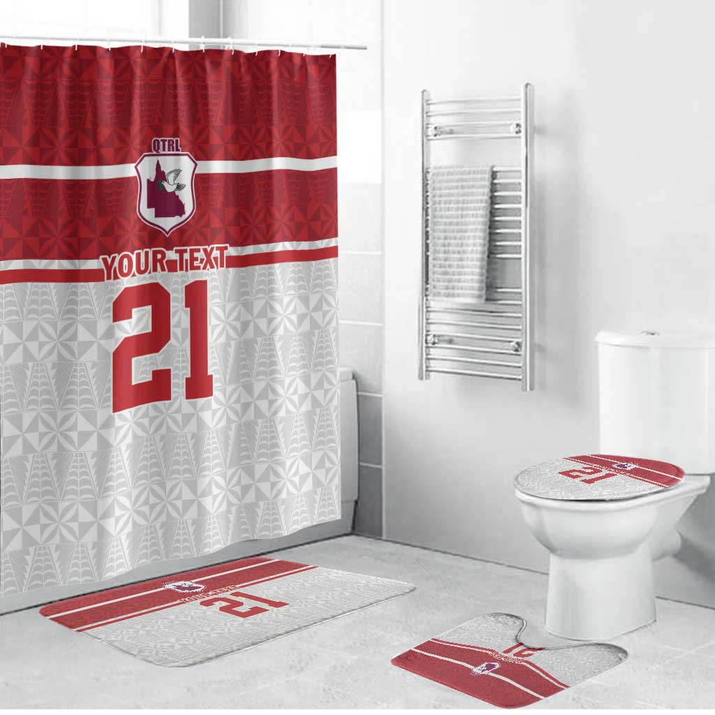 Queensland Tonga Custom Bathroom Set QLD with Tongan Ngatu Pattern LT9 Bathroom Set (4 pcs) Red - Polynesian Pride