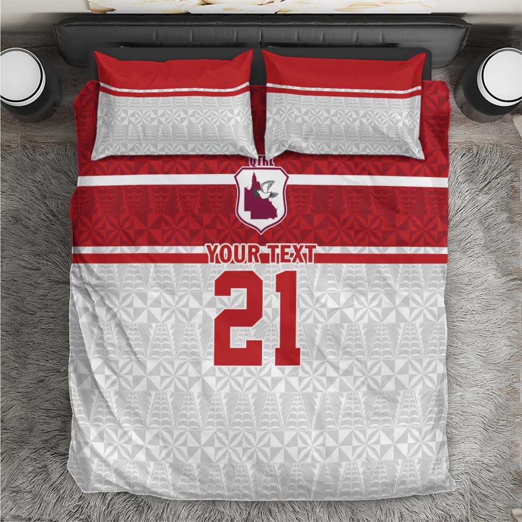 Queensland Tonga Custom Bedding Set QLD with Tongan Ngatu Pattern LT9 Red - Polynesian Pride