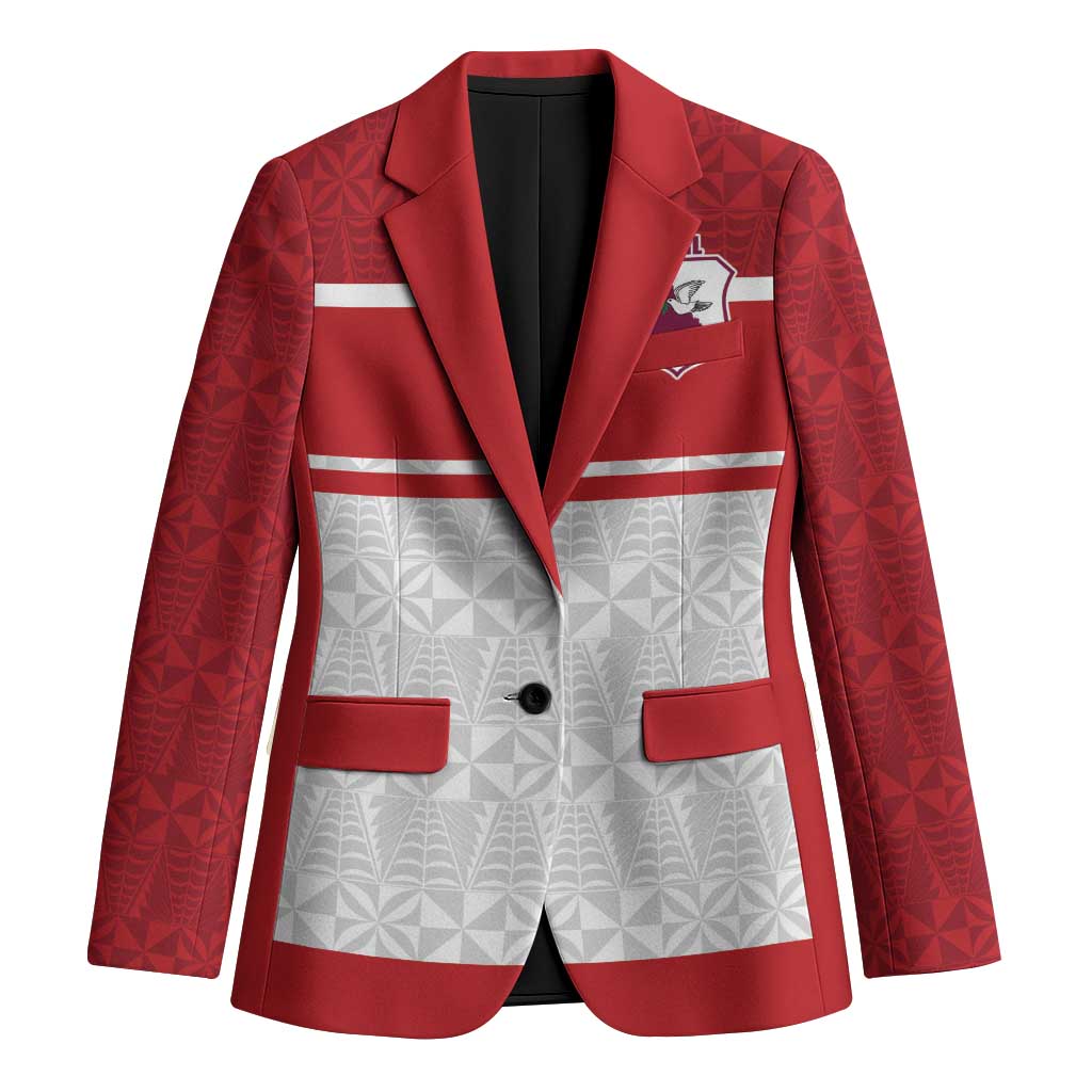 Queensland Tonga Custom Blazer QLD with Tongan Ngatu Pattern LT9 Unisex Red - Polynesian Pride