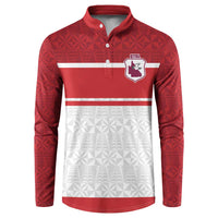 Queensland Tonga Custom Button Sweatshirt QLD with Tongan Ngatu Pattern LT9 Red - Polynesian Pride