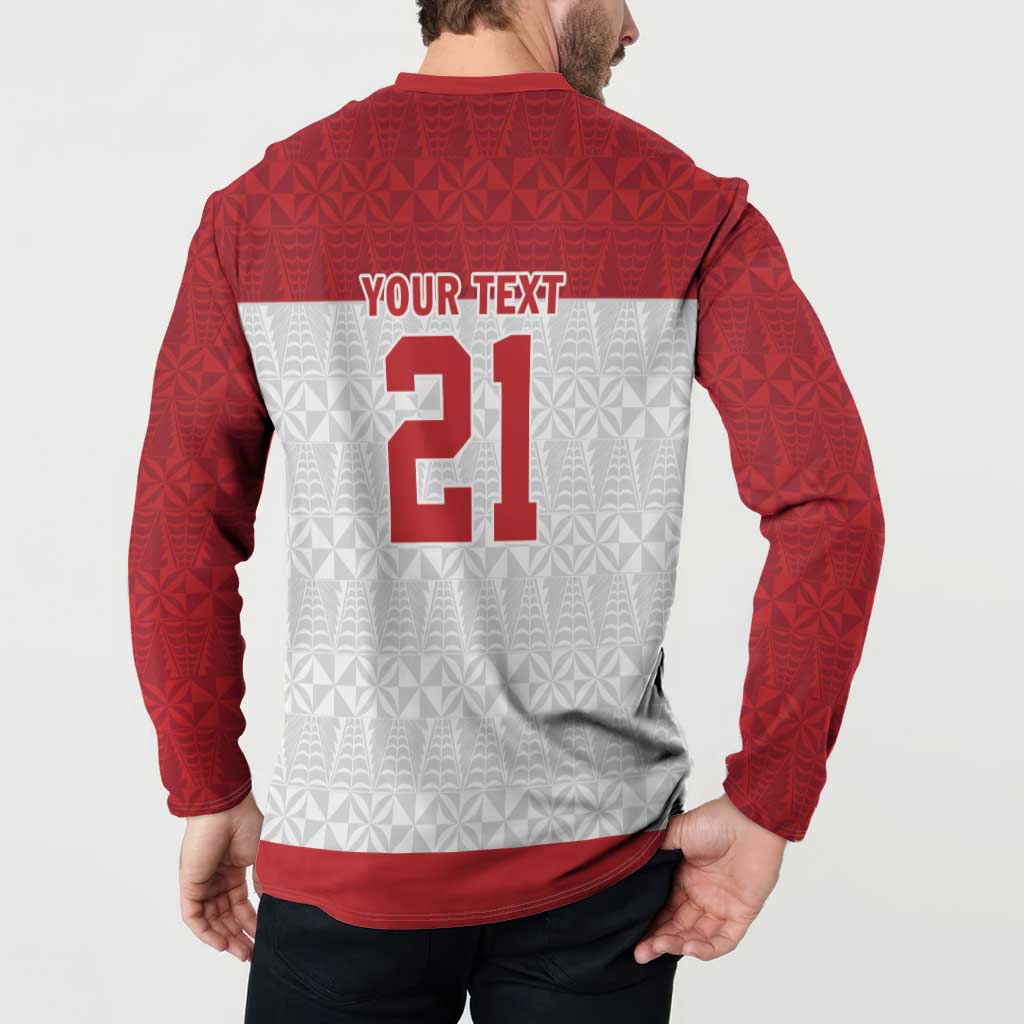 Queensland Tonga Custom Button Sweatshirt QLD with Tongan Ngatu Pattern LT9 - Polynesian Pride
