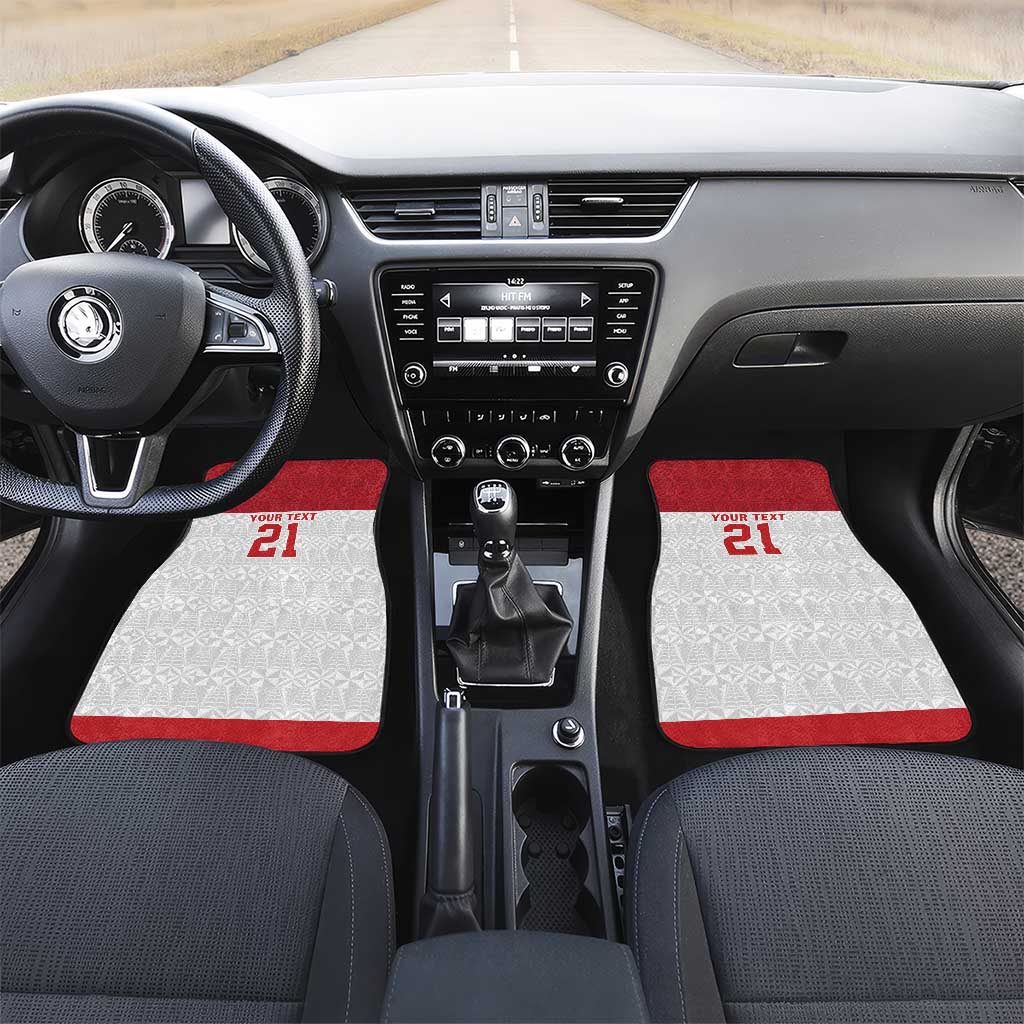 Queensland Tonga Custom Car Mats QLD with Tongan Ngatu Pattern LT9 Set 2pcs - Front Red - Polynesian Pride
