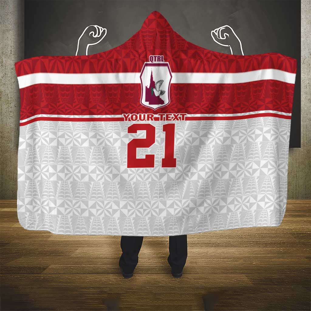 Queensland Tonga Custom Hooded Blanket QLD with Tongan Ngatu Pattern LT9 - Polynesian Pride
