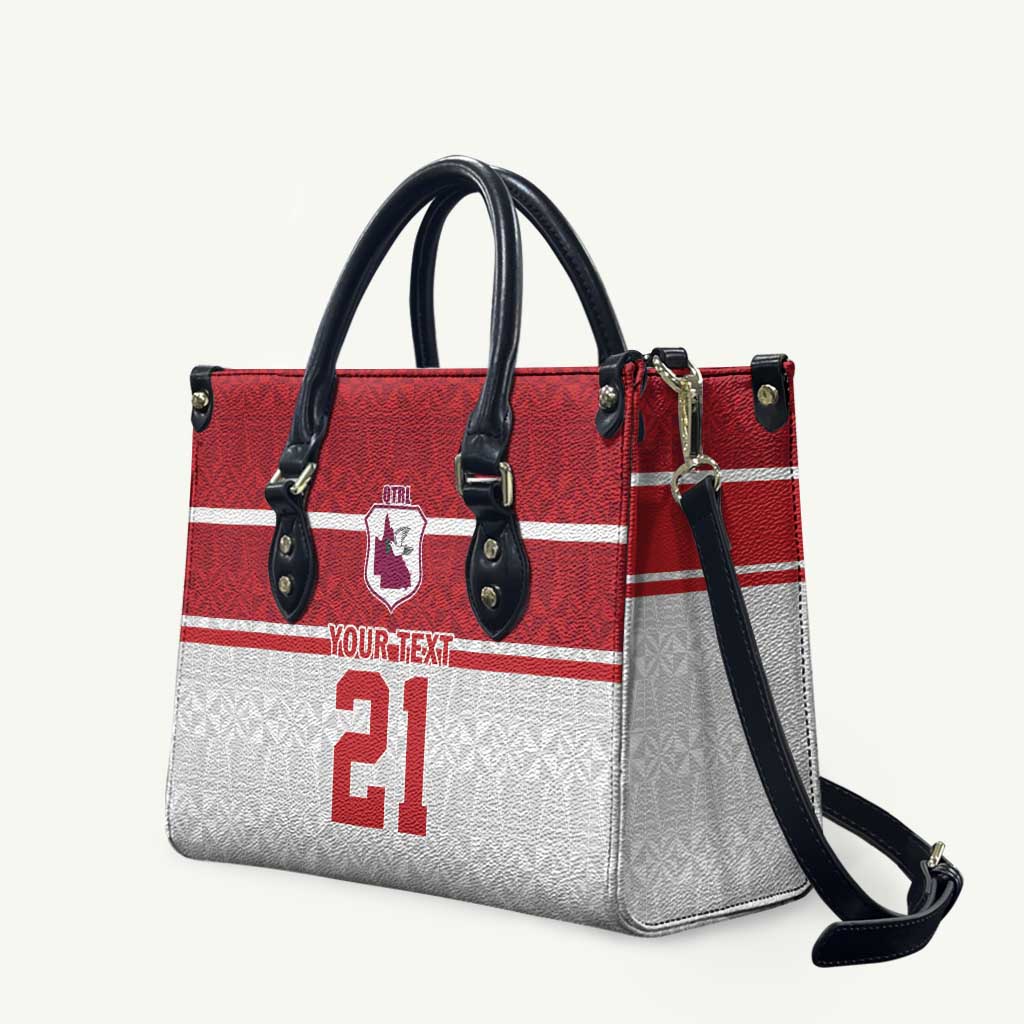 Queensland Tonga Custom Leather Bag QLD with Tongan Ngatu Pattern LT9 Red - Polynesian Pride