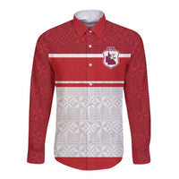 Queensland Tonga Custom Long Sleeve Button Shirt QLD with Tongan Ngatu Pattern LT9 Unisex Red - Polynesian Pride