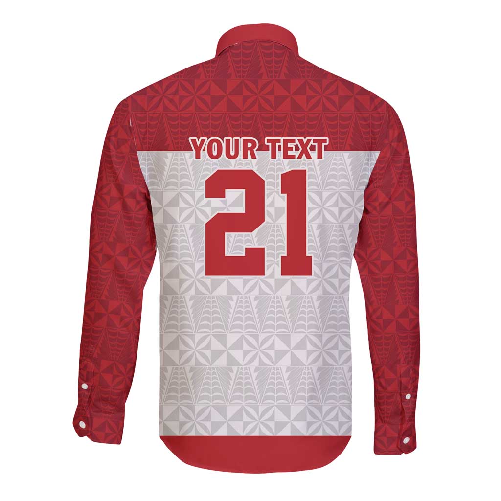 Queensland Tonga Custom Long Sleeve Button Shirt QLD with Tongan Ngatu Pattern LT9 - Polynesian Pride