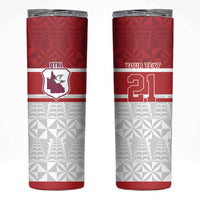 Queensland Tonga Custom Skinny Tumbler QLD with Tongan Ngatu Pattern LT9 Red - Polynesian Pride