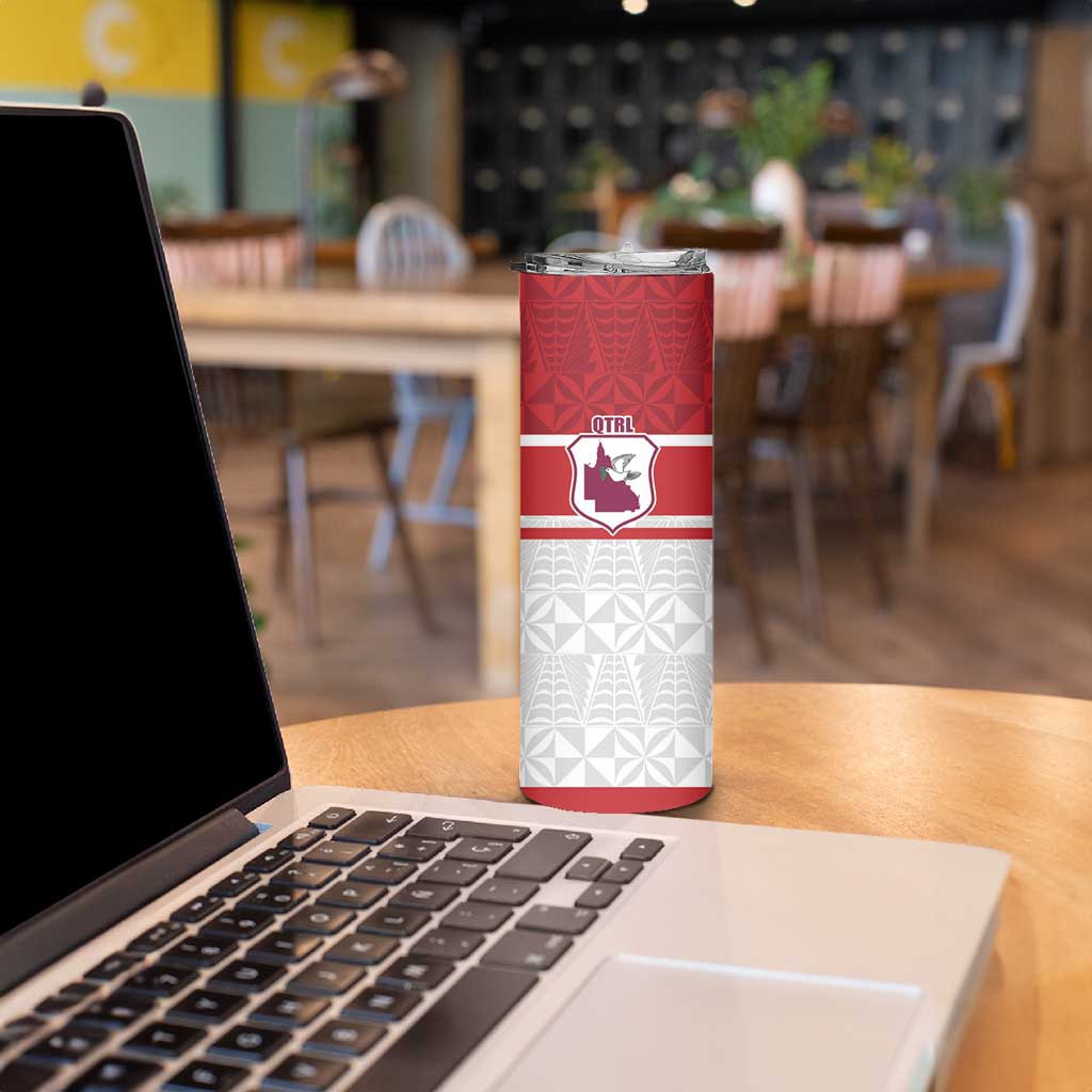 Queensland Tonga Custom Skinny Tumbler QLD with Tongan Ngatu Pattern LT9 - Polynesian Pride