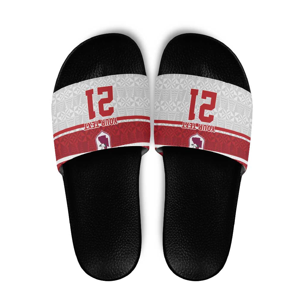 Queensland Tonga Custom Slide Sandals QLD with Tongan Ngatu Pattern LT9 Red - Polynesian Pride