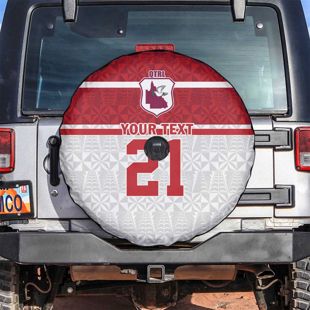 Queensland Tonga Custom Spare Tire Cover QLD with Tongan Ngatu Pattern LT9 Red - Polynesian Pride
