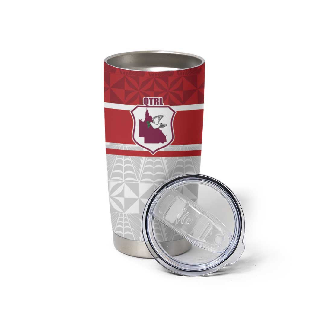 Queensland Tonga Custom Tumbler Cup QLD with Tongan Ngatu Pattern LT9 - Polynesian Pride