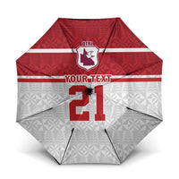 Queensland Tonga Custom Umbrella QLD with Tongan Ngatu Pattern LT9 One Size Folded 11.42 inch Opened Diameter 37.4 inch Red - Polynesian Pride