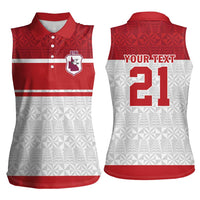 Queensland Tonga Custom Women Sleeveless Polo Shirt QLD with Tongan Ngatu Pattern LT9 - Polynesian Pride