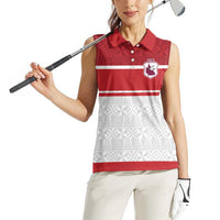 Queensland Tonga Custom Women Sleeveless Polo Shirt QLD with Tongan Ngatu Pattern LT9 - Polynesian Pride