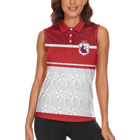 Queensland Tonga Custom Women Sleeveless Polo Shirt QLD with Tongan Ngatu Pattern LT9 - Polynesian Pride