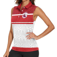 Queensland Tonga Custom Women Sleeveless Polo Shirt QLD with Tongan Ngatu Pattern LT9 - Polynesian Pride