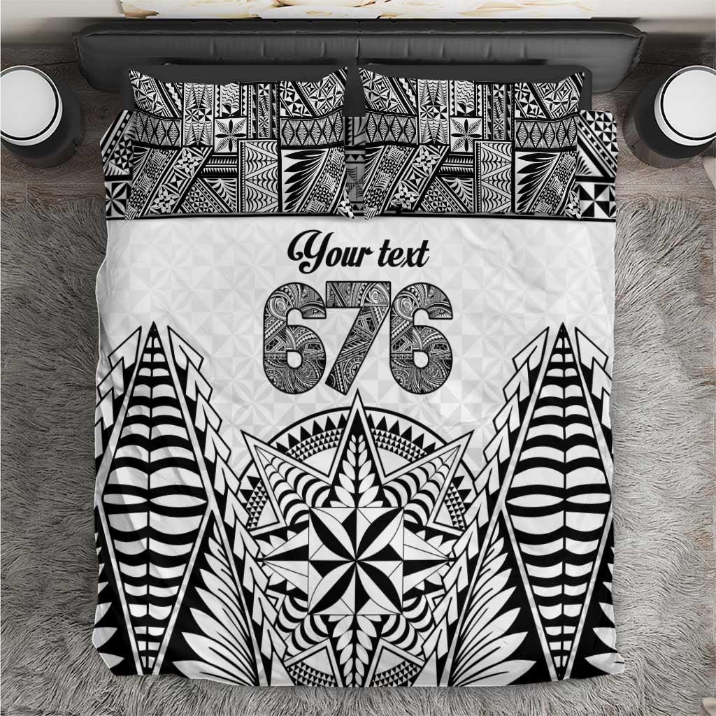 Personalised Tonga 676 Bedding Set Tribal Kupesi Ngatu Unique LT9 White - Polynesian Pride