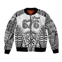 Personalised Tonga 676 Bomber Jacket Tribal Kupesi Ngatu Unique LT9 Unisex White - Polynesian Pride