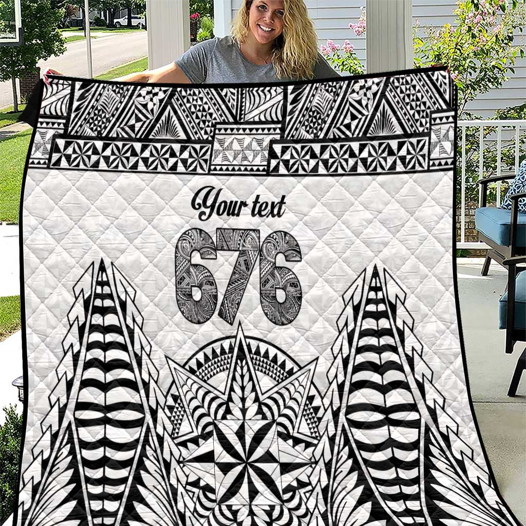 Personalised Tonga 676 Quilt Tribal Kupesi Ngatu Unique LT9 White - Polynesian Pride