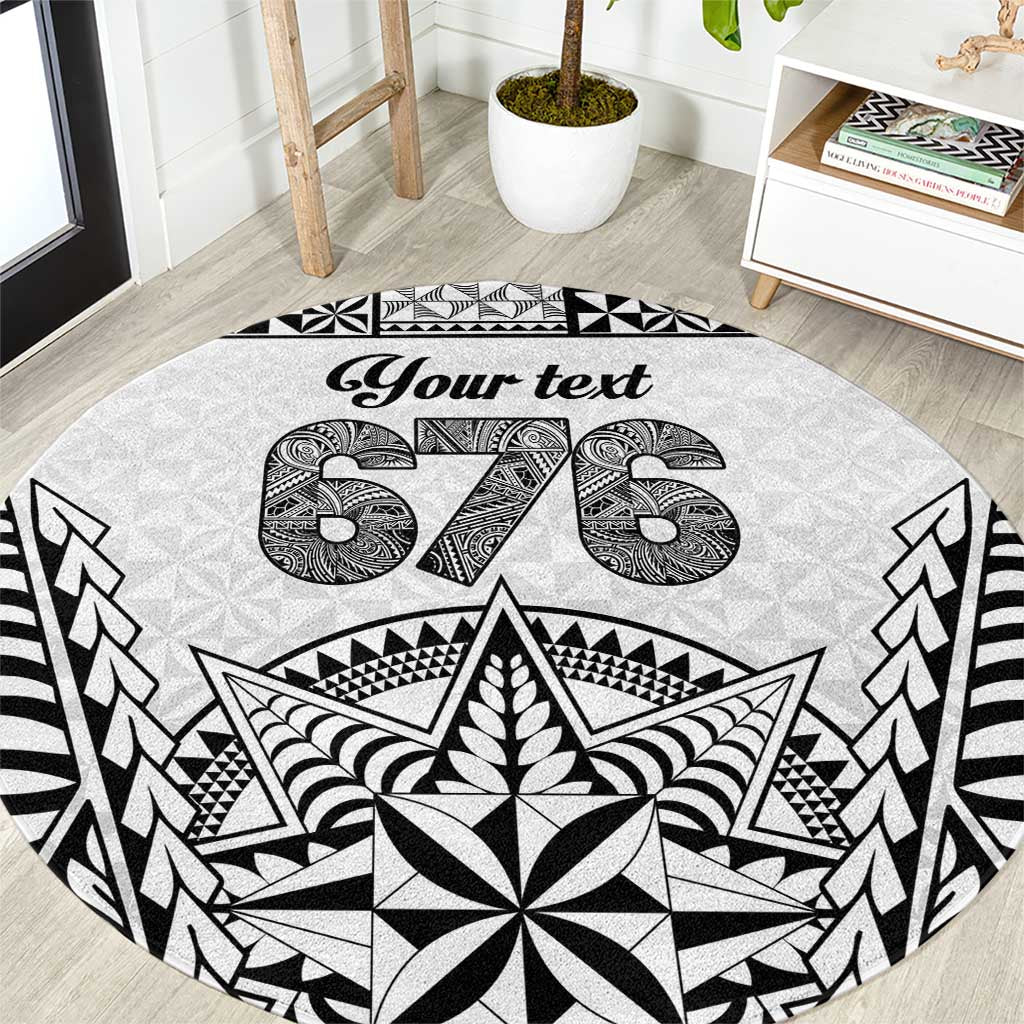 Personalised Tonga 676 Round Carpet Tribal Kupesi Ngatu Unique LT9 White - Polynesian Pride