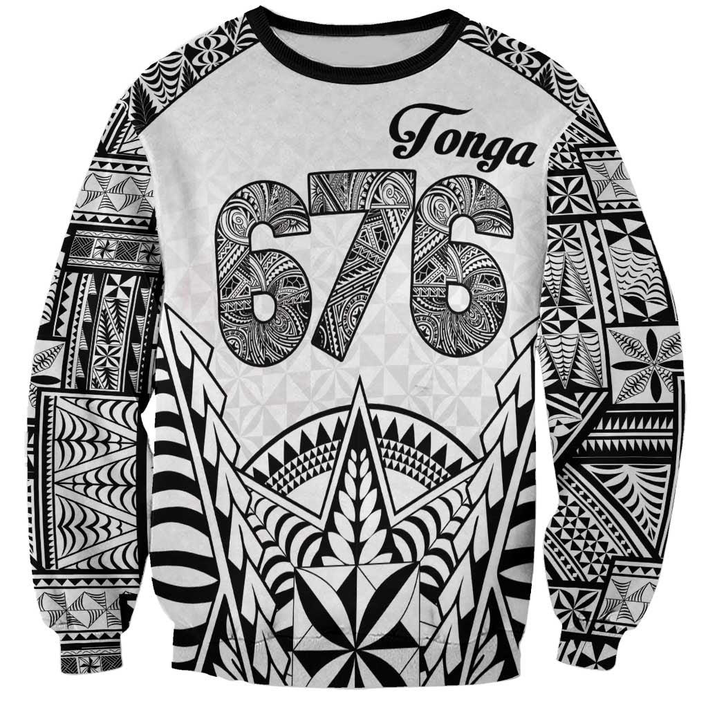 Personalised Tonga 676 Sweatshirt - Tribal Kupesi Ngatu Unique LT9 Unisex White - Polynesian Pride