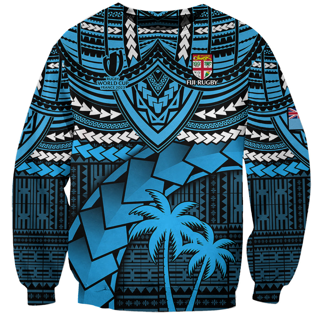 Fiji Rugby Sweatshirt Go Fijian Tapa Arty with World Cup Vibe LT9 Unisex Blue - Polynesian Pride