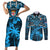 Custom Fiji Rugby Couples Matching Short Sleeve Bodycon Dress and Long Sleeve Button Shirts Go Fijian Tapa Arty with World Cup Vibe LT9 Blue - Polynesian Pride