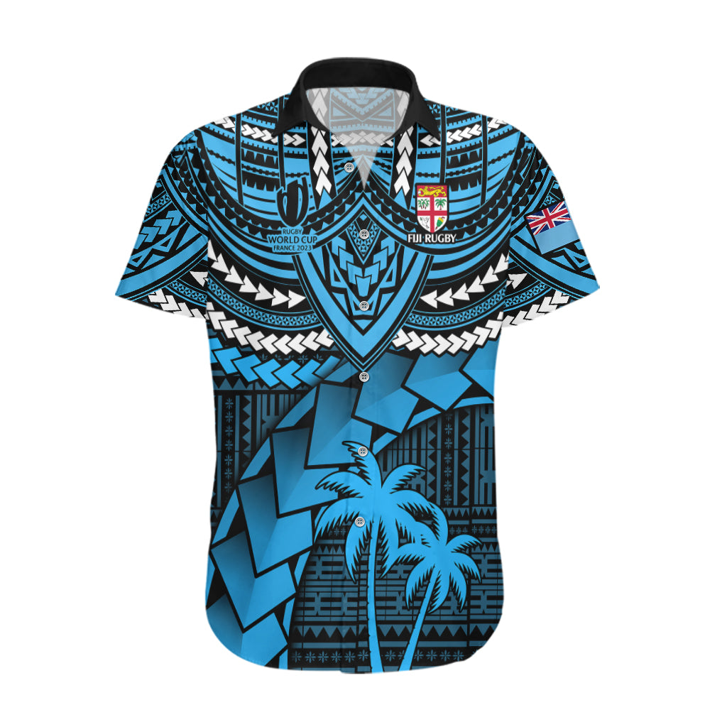 Custom Fiji Rugby Hawaiian Shirt Go Fijian Tapa Arty with World Cup Vibe LT9 Blue - Polynesian Pride